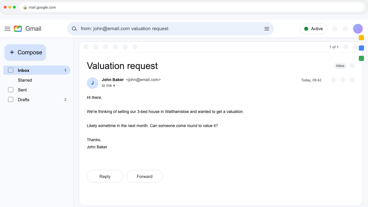 Incoming enquiry entering the system